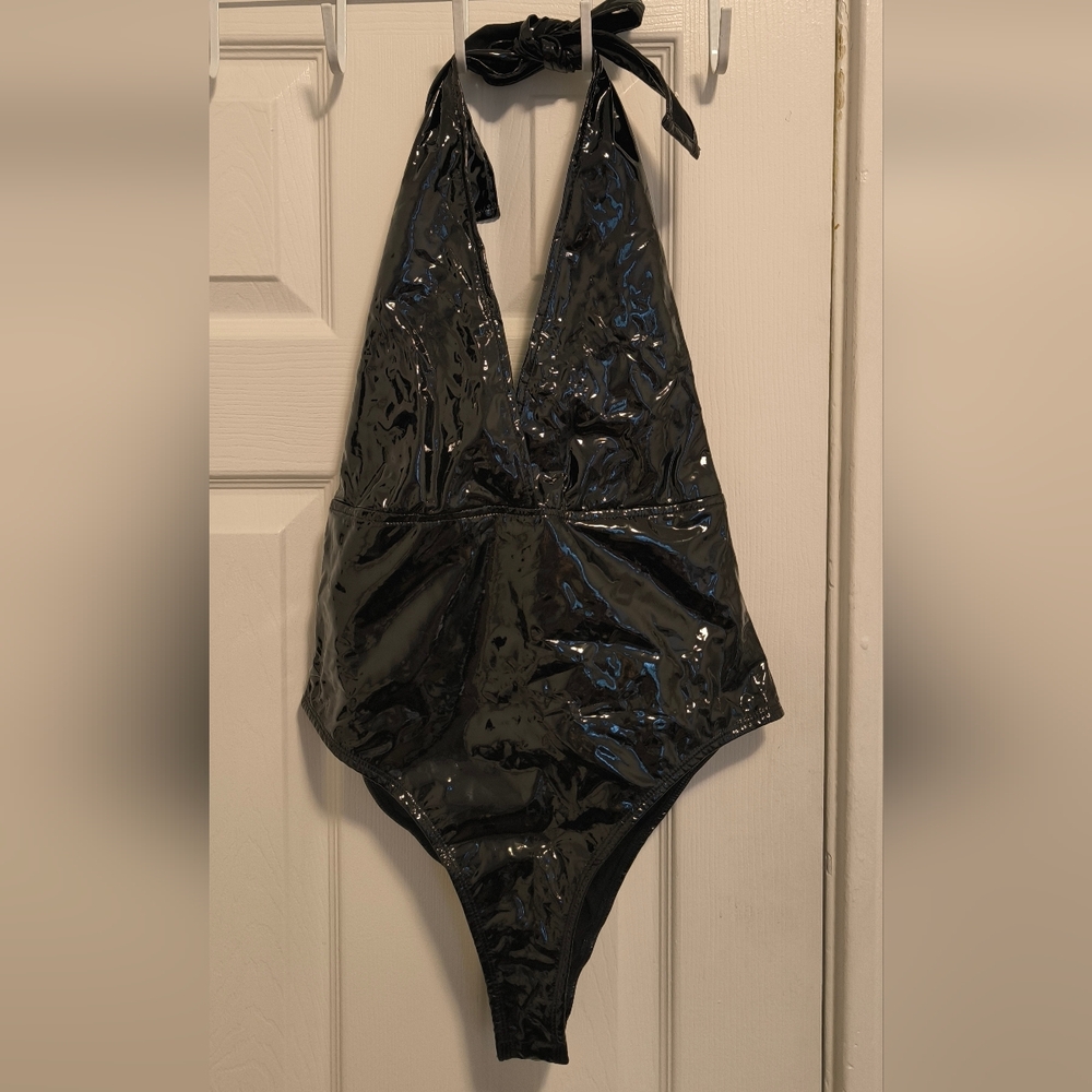Patent PVC Latex look bodysuit new
